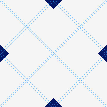seamless pattern Blue Dashed Diamond Grid Pattern Background, suittable for textile design, fabric, wallpaper, packaging