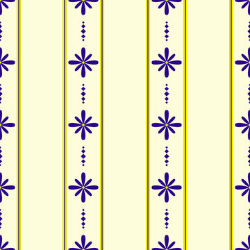 seamless pattern with Blue Floral and Striped Seamless Pattern Background, suitable for textile design, wallpaper, or packaging design