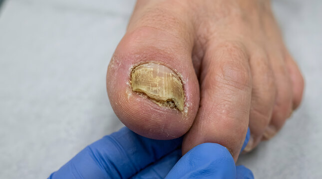 Onychomycosis clinical close-up of skin condition