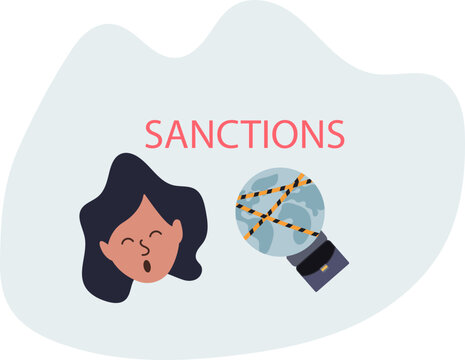 World economic sanctions, force country to obey international law by limit or stop trading concept.life and employment of people. flat design.