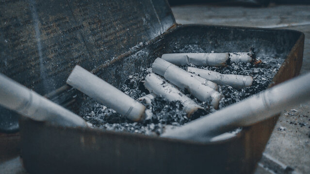 cigarette and ashtray