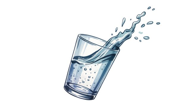 Glass of splashing fresh water illustration