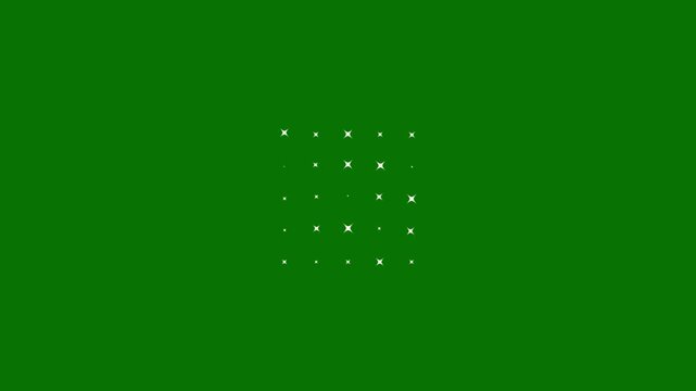 4k Twinkle sparkle stars animation, looping animation twinkling stars shining in the night sky glittering Glitter stars, particle line move light effect on green screen.