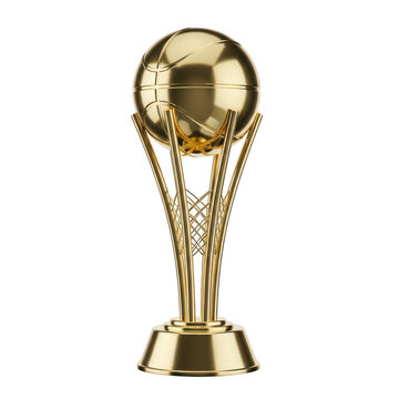 Golden trophy with soccer ball top isolated on transparent background