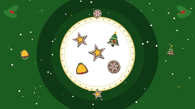 Festive Holiday Gingerbread Cookie Spin on Green Background