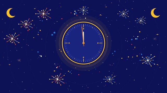 New Year's Eve Midnight Countdown Clock Animation