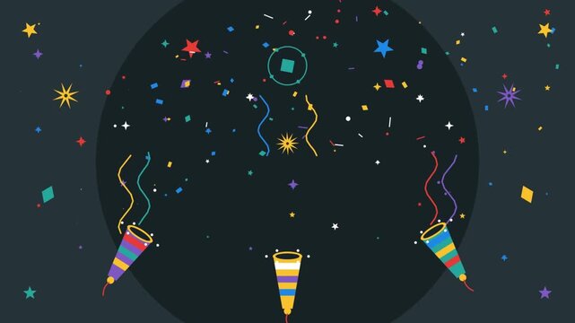 Vibrant Party Poppers Exploding With Festive Confetti
