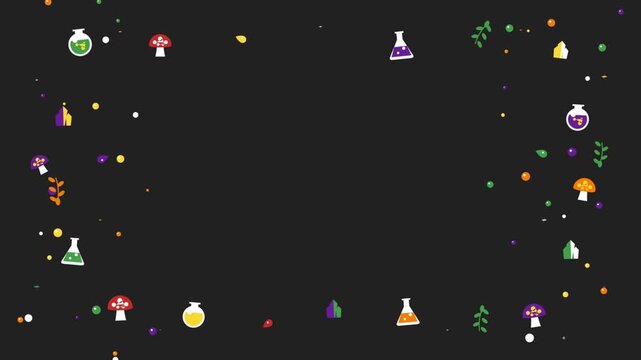 Magical Alchemy Elements Floating on Dark Background