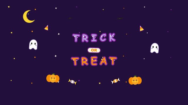 Festive Halloween Trick or Treat Animation with Floating Icons