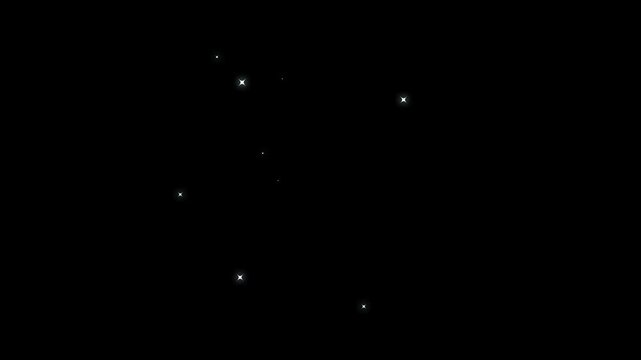 glitter sparkle stars twinkling animation, white glow shine particles, fairy dust glitter trail burst  flat sparkle effect overlay on black screen background.4k.