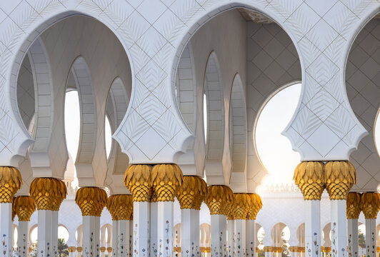 Grand Mosque arches and golden capitals