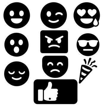 set of funny emogi cartoon smileys