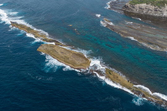 Aerial view of Warden Head rock platform, New South Wales