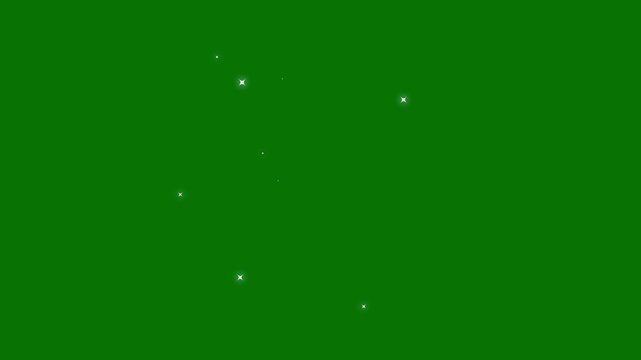 glitter sparkle stars twinkling animation, white glow shine particles, fairy dust glitter trail burst  flat sparkle effect overlay on green screen background.4k.