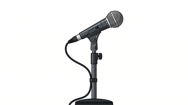 Dynamic vocal microphone on a stand vector illustration isolated