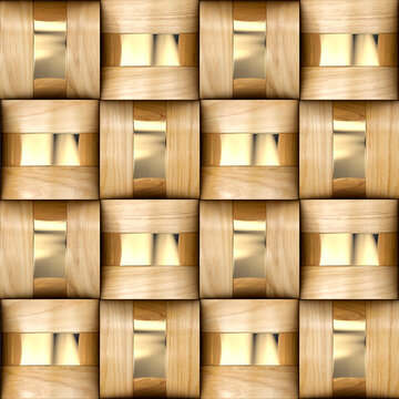 Basketry 3D tile pattern with chrome metal decor