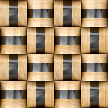 Basketry 3D tile pattern with chrome metal decor