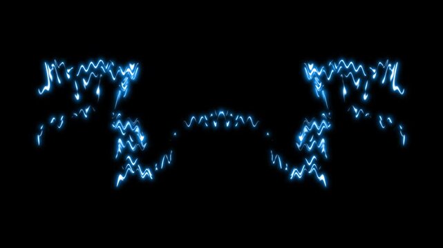 Electric lightning spark loop effect animation with Cartoon Thunder Flash Loop, Storm Power Charge Effect. transparent black screen background.4k animation video