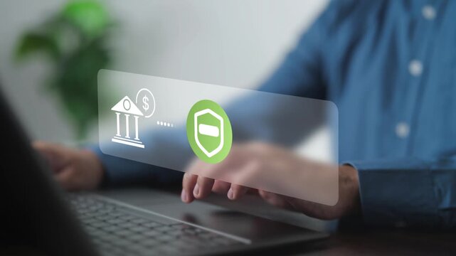 Processing secure online bank transfer and financial transaction protection on a system interface. Concept of encrypted payment gateway, wire transfer security, and digital banking privacy.
