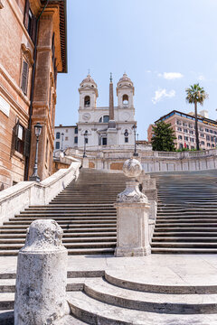 Spanish Steps and Trinita dei Monti church in Rome