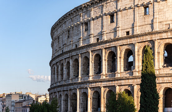 Ancient Roman architecture at the Colosseum in Rome, Italy