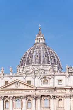 St. Peter's Basilica dome and facade in Vatican City
