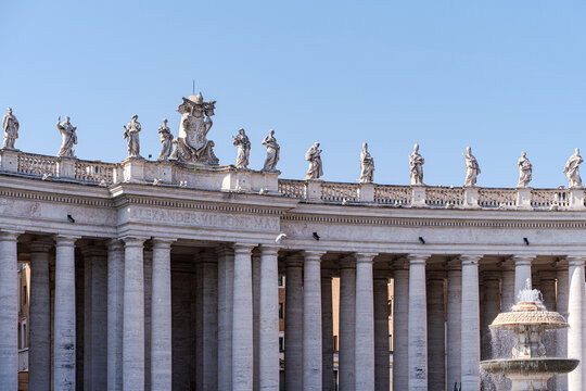 St. Peter's Square colonnade and statues in Vatican City