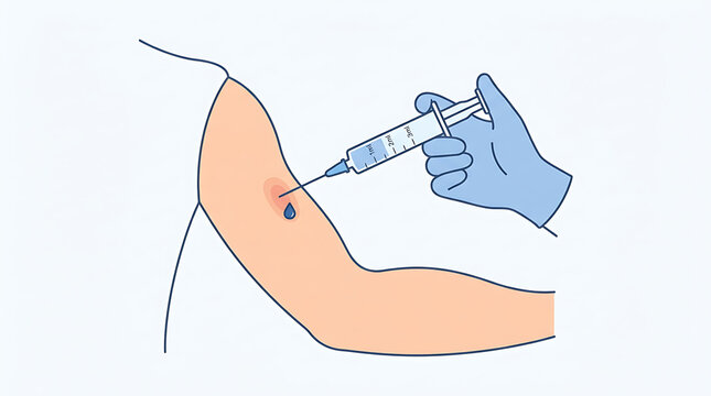 Healthcare professional administering an injection into a person's arm with a medical syringe