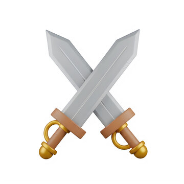 Two crossed swords with gold handles