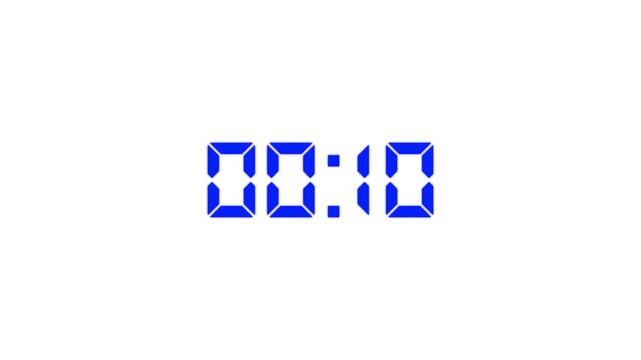 Countdown Digital Clock Animation 15 to 0 second Countdown digital clock timer icon.Animation of glowing 15 to 0 second countdown timer. minute stopwatch , analog clock icon animation. 4k video