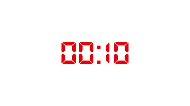 Countdown Digital Clock Animation 15 to 0 second Countdown digital clock timer icon.Animation of glowing 15 to 0 second countdown timer. minute stopwatch , analog clock icon animation. 4k video