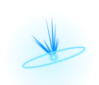 Blue glowing magic circle light effect with particles isolated on transparent background