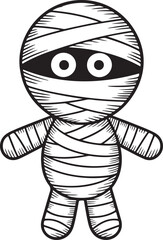 Fototapeta premium Hand drawn mummy character with bandages for Halloween creepy cartoon illustration