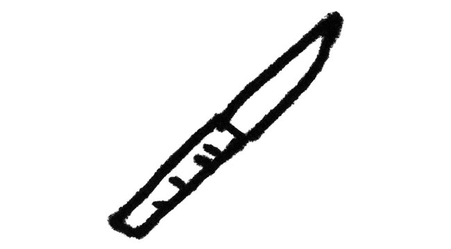 Knife Doodle Black White Outline Brush Illustration Hand Drawn Vector

