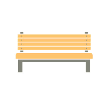 Wooden park bench in flat style, outdoor seating furniture illustration isolated on white background