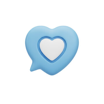 Cute light blue heart shaped speech bubble icon representing social media like and love interaction symbol