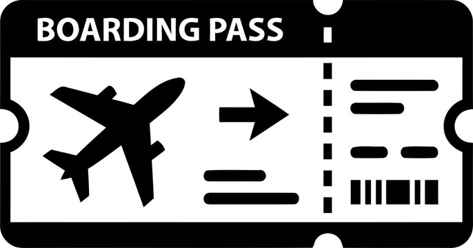 Boarding pass flight ticket icon