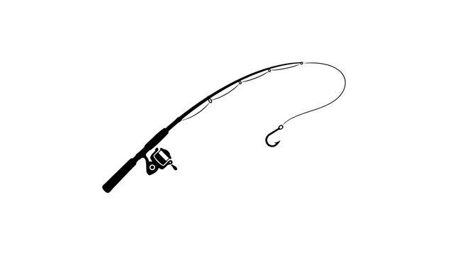 Fishing rod with reel and hook vector illustration fishing equipment activity