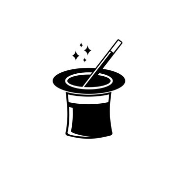 MAGICIAN HAT LOGO ON WHITE BACKGROUND 