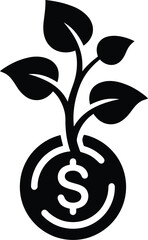 Fototapeta premium Plant growing from a coin with dollar sign financial growth concept vector