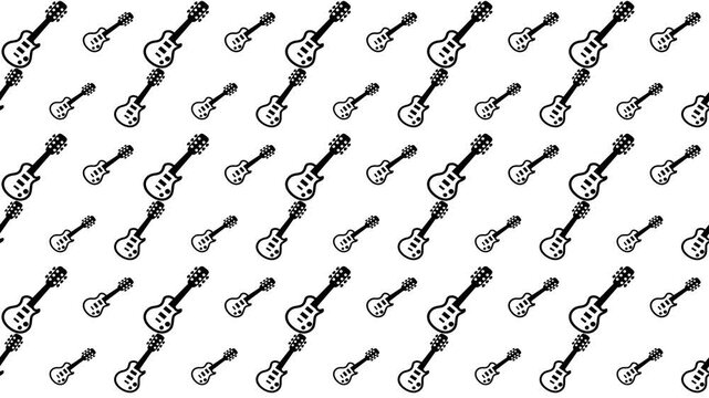 Seamless Diagonal Pattern Featuring Electric Guitars for Musical Design 4k Motion Loop
