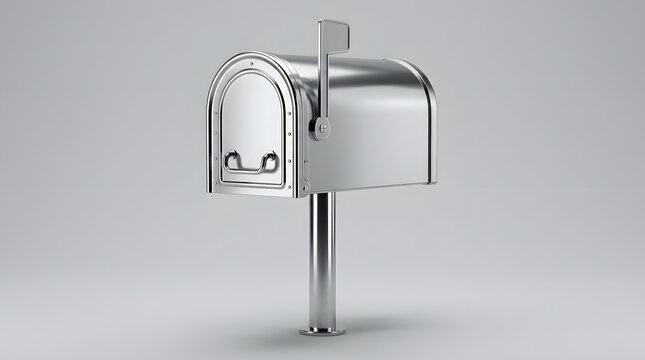 Modern metallic chrome mailbox on post in studio setting for secure correspondence