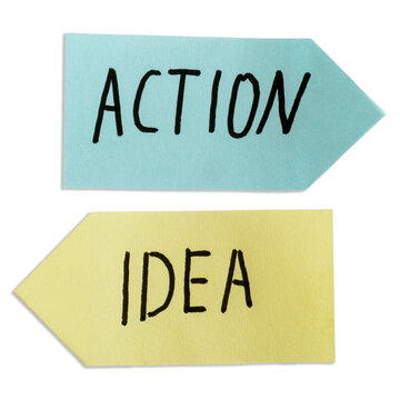 Action and Idea Contrasting Creative Process Paper Arrows Transparent PNG