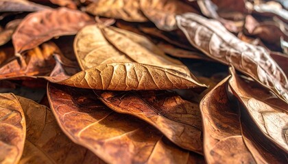 Obraz premium Dried Autumn Leaves Close Up Texture Pattern.