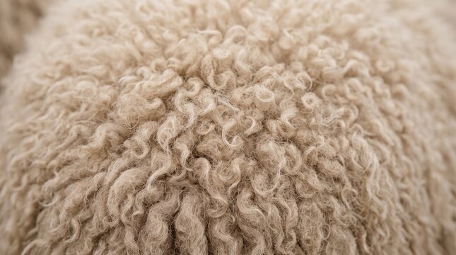 Close up macro shot of soft white sheep wool texture for background or textile design