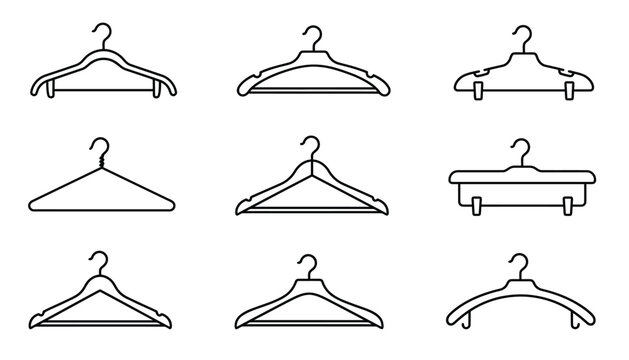 Hanger icon for clothes, closet, coat and wardrobe storage, featuring a clean vector illustration for designs.