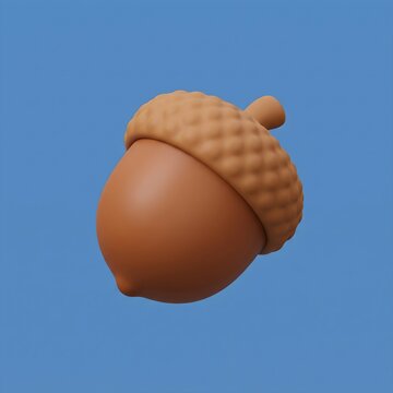 3D render of a cute acorn character illustrating growth potential isolated on blue background.