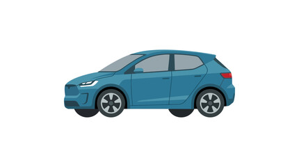 Fototapeta premium Modern Blue Hatchback Car Isolated