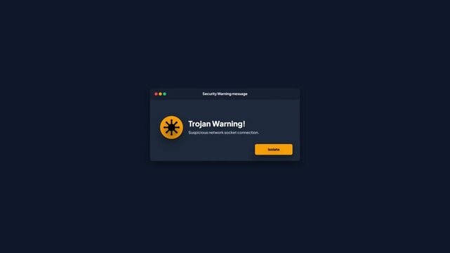 Trojan Warning Pop Up Window Animation Cyber Attack Security Alert UI Design Motion Graphic 4K