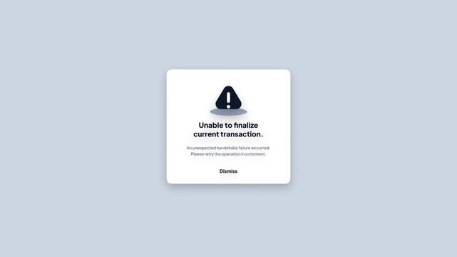 Unable To Finalize Current Transaction UI Error Alert Motion Graphic Animation